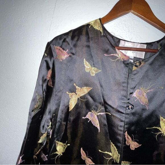 Women's Simone Chin Chin Butterfly Print Silk Kimono Blazer - Picture 7 of 8